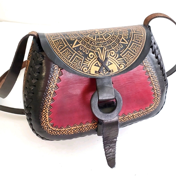 Authentic Aztec Art Real Leather Crossbody - Picture 3 of 16